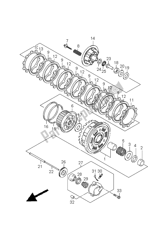 All parts for the Clutch of the Suzuki GSX 650F 2008