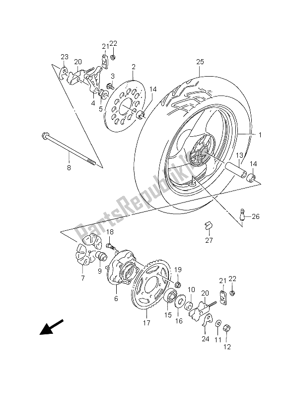 Wszystkie części do Tylne Ko? O Suzuki GS 500 2003