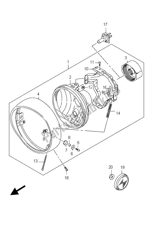 Toutes les pièces pour le Ensemble De Phares (vl800c E24) du Suzuki C 800 VL Intruder 2012