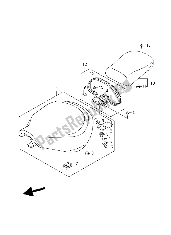 All parts for the Seat (vl800-ue) of the Suzuki VL 800C Volusia 2008