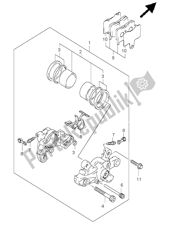 Tutte le parti per il Pinza Posteriore del Suzuki GSX 1400 2004