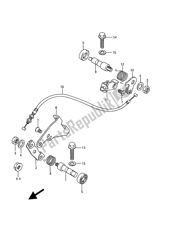 All parts for the Decomp Shaft of the Suzuki VS 1400 GLP Intruder 1989