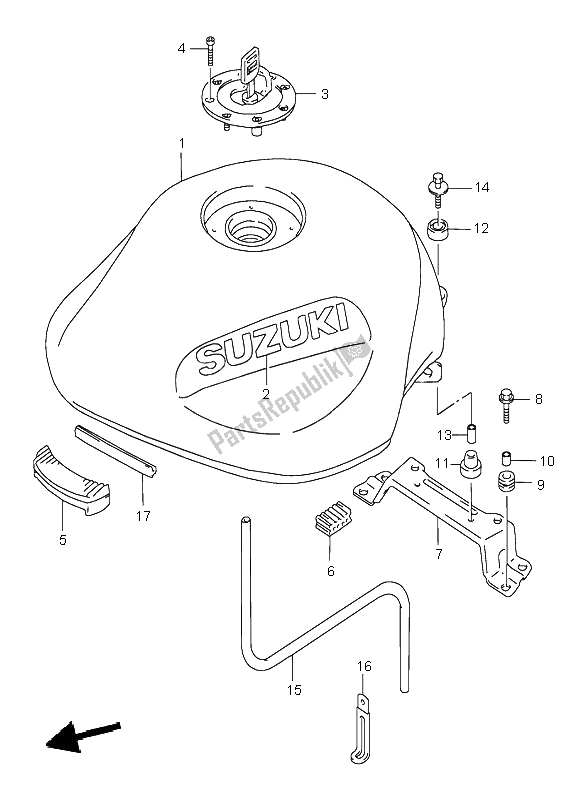 All parts for the Fuel Tank of the Suzuki GSF 600 NS Bandit 1998