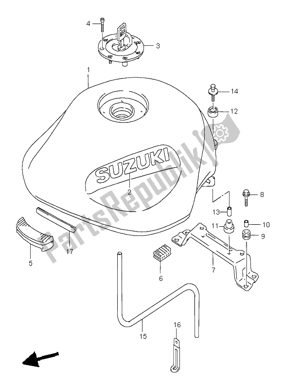 Alle onderdelen voor de Benzinetank van de Suzuki GSF 600 NS Bandit 1998