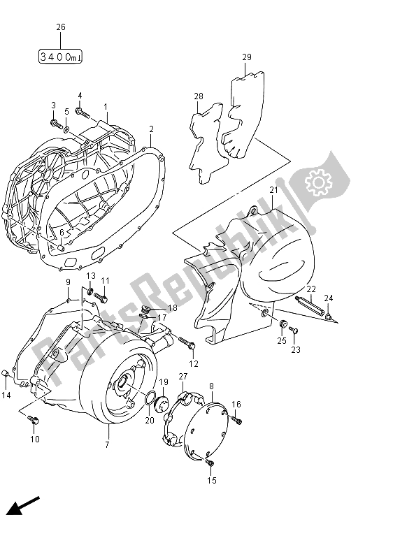 Tutte le parti per il Coperchio Carter (vzr1800 E19) del Suzuki VZR 1800 BZ M Intruder 2015