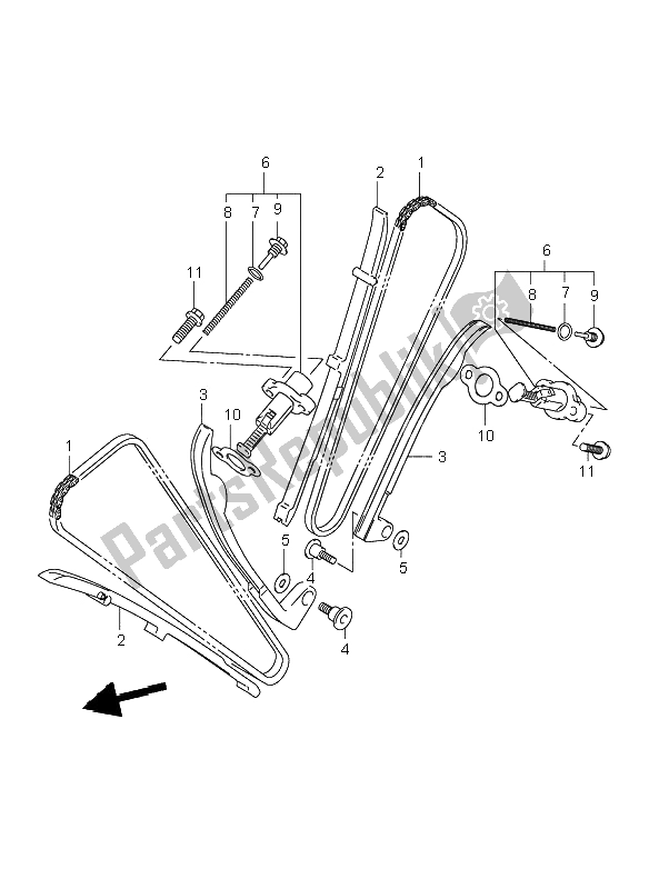 All parts for the Cam Chain of the Suzuki VL 250 Intruder 2001