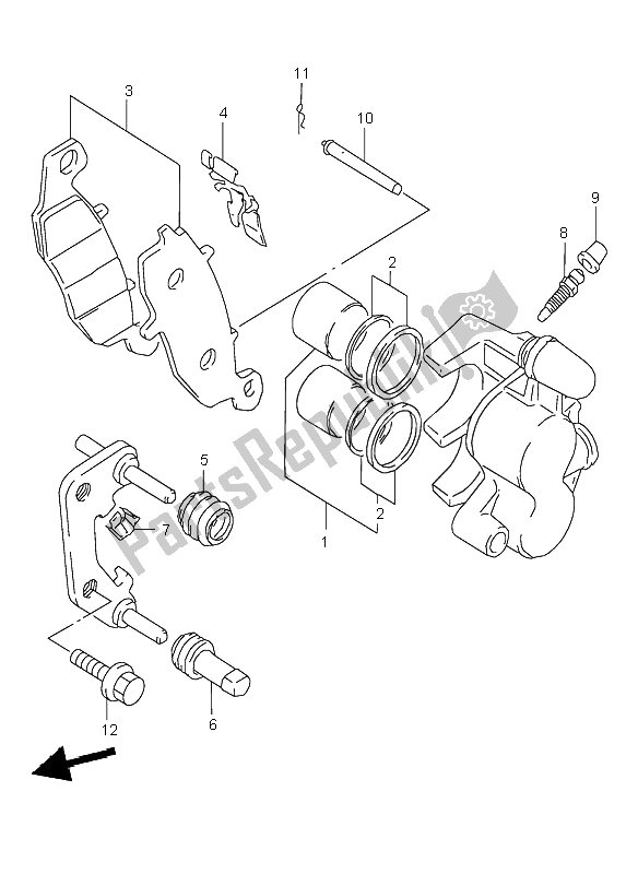 All parts for the Front Caliper of the Suzuki GSX 600F 2003