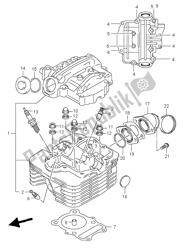 All parts for the Cylinder Head of the Suzuki LT Z 250 Quadsport 2007