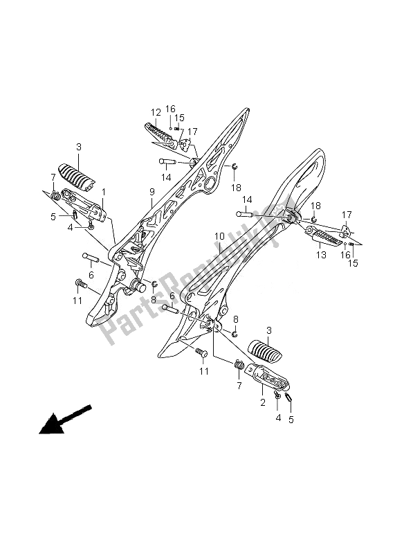 Tutte le parti per il Poggiapiedi del Suzuki SFV 650A Gladius 2010