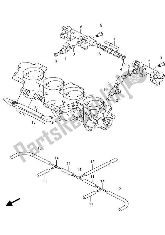 Toutes les pièces pour le Tuyau Et Joint De Corps De Papillon (gsx1300rauf E19) du Suzuki GSX 1300 RA Hayabusa 2015