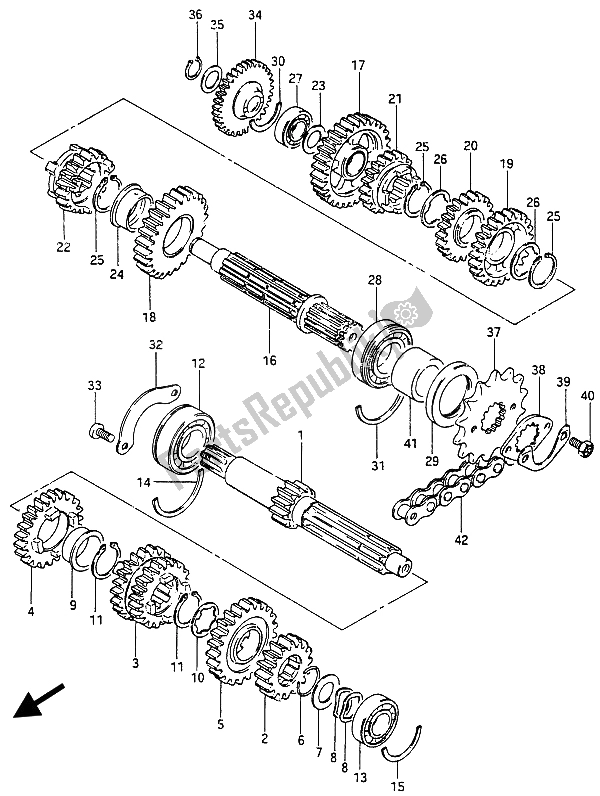 Todas as partes de Transmissão do Suzuki RG 250 Cffc Gamma 1987