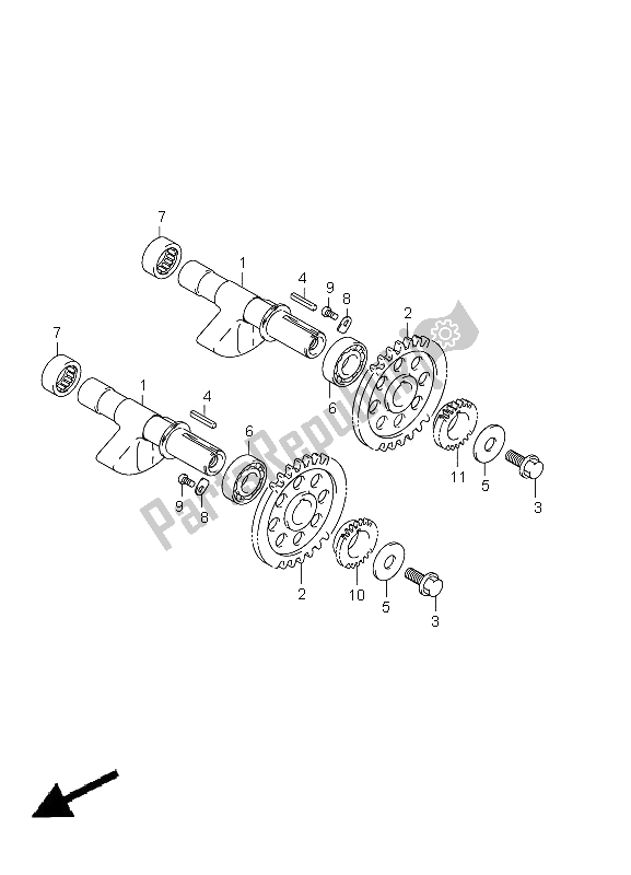 Alle onderdelen voor de Crank Balancer van de Suzuki LT A 750 XPZ Kingquad AXI 4X4 2011