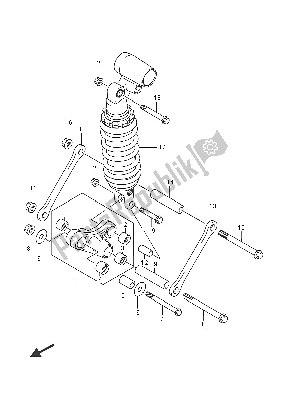 All parts for the Rear Cushion Lever (gsx1300rauf E19) of the Suzuki GSX 1300 RA Hayabusa 2016