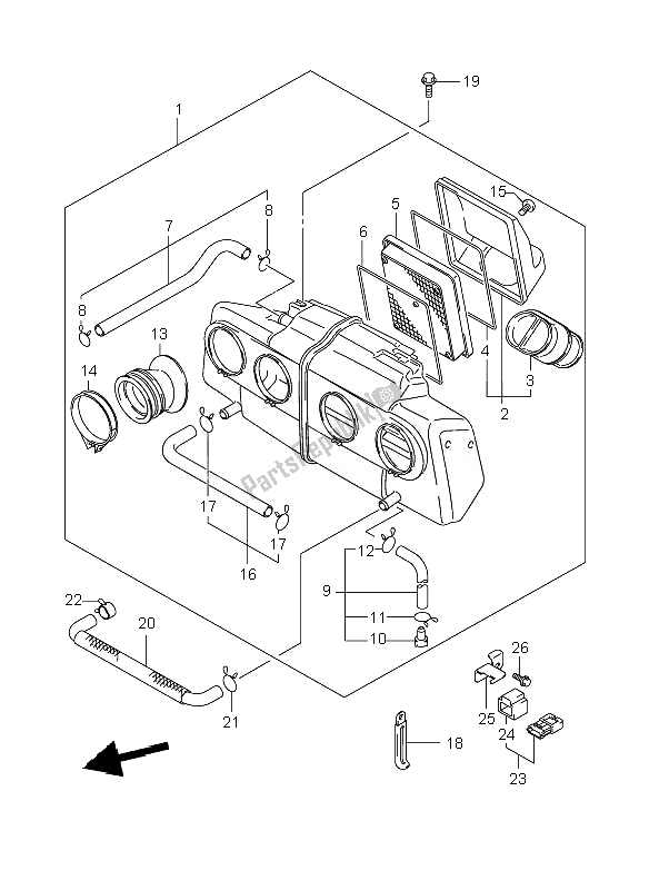 All parts for the Air Cleaner of the Suzuki GSF 1250 SA Bandit 2010