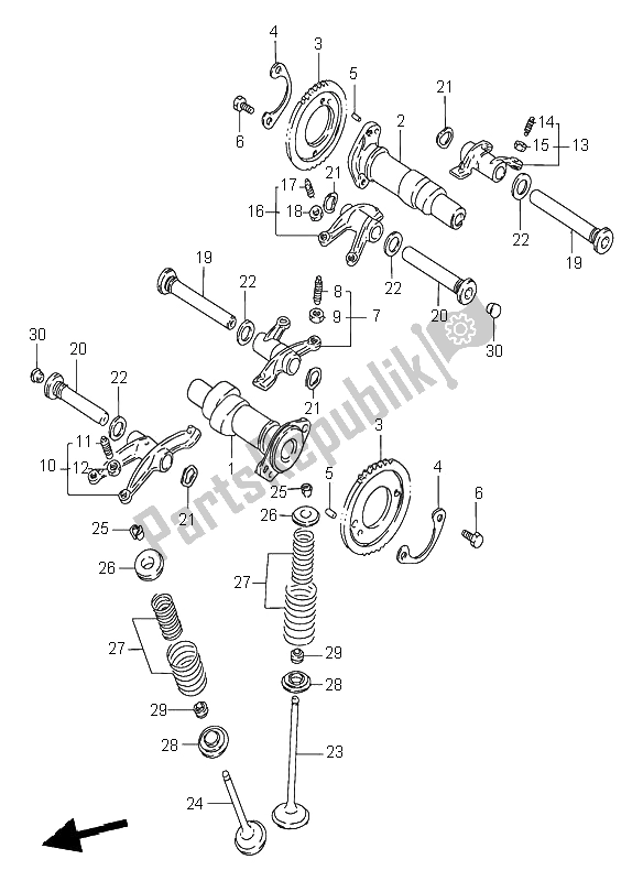 All parts for the Camshaft & Valve of the Suzuki VS 800 Intruder 1996