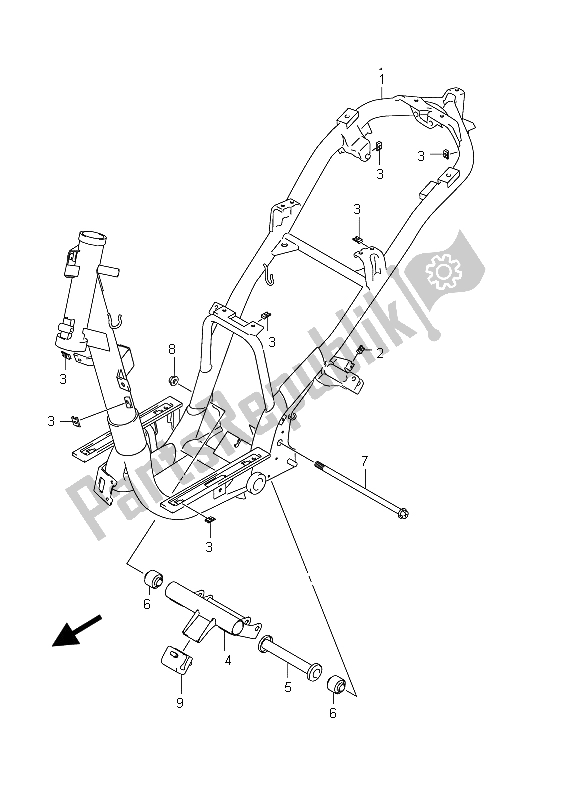 All parts for the Frame of the Suzuki UX 150 Sixteen 2011