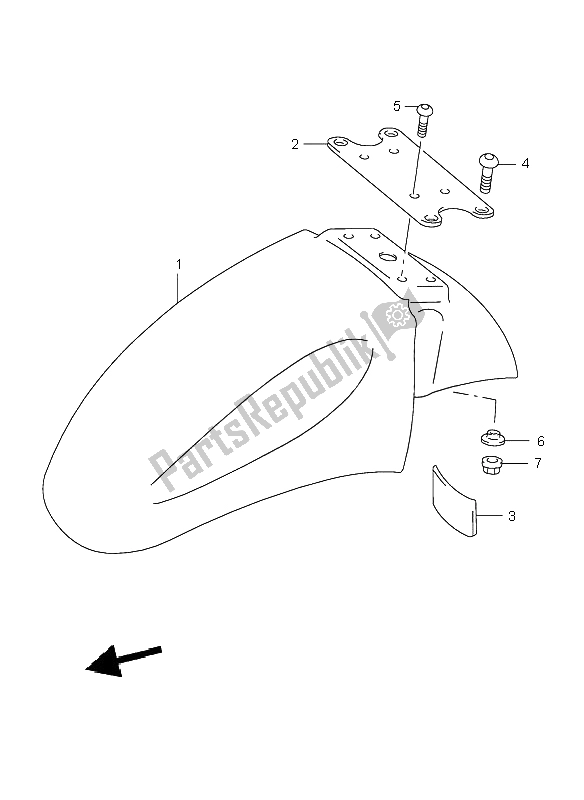 All parts for the Front Fender of the Suzuki GSX 750F 1998