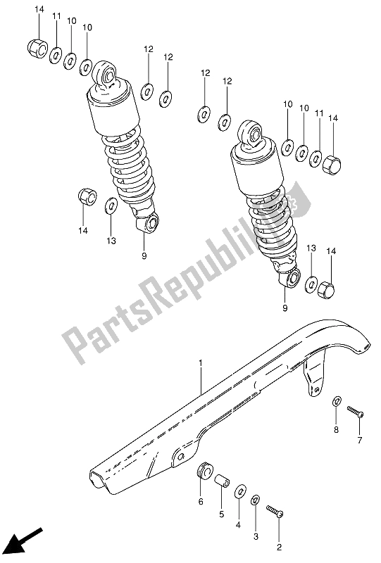 All parts for the Chain Case & Shock Absorber of the Suzuki GN 250 1993