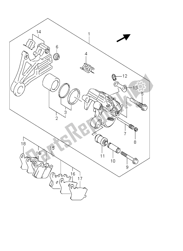 All parts for the Rear Caliper of the Suzuki DL 650 V Strom 2005