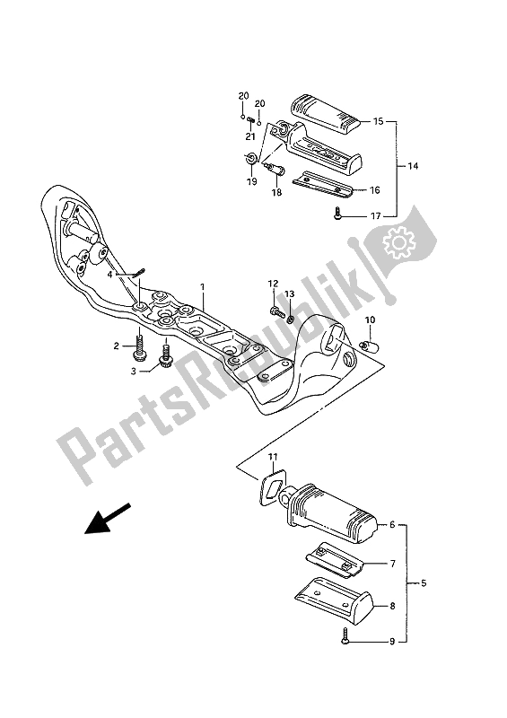 Todas las partes para Reposapiés de Suzuki VS 1400 Glpf Intruder 1992