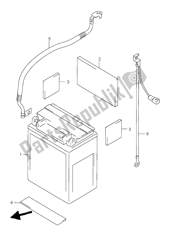 All parts for the Battery of the Suzuki VL 1500 Intruder LC 1998