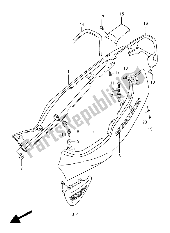 Alle onderdelen voor de Framedeksel (gsf1200sa) van de Suzuki GSF 1200 Nssa Bandit 2000