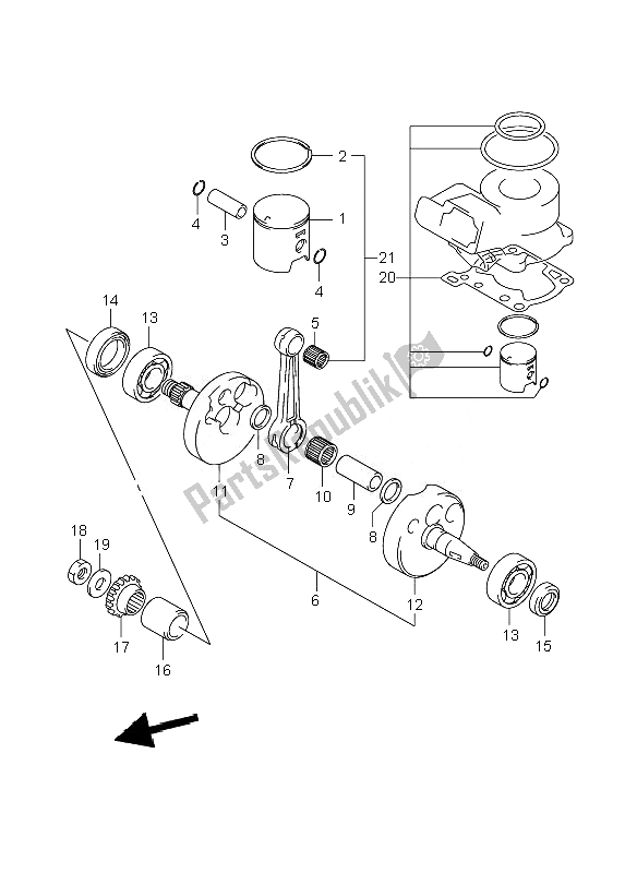 All parts for the Crankshaft of the Suzuki RM 85 SW LW 2010