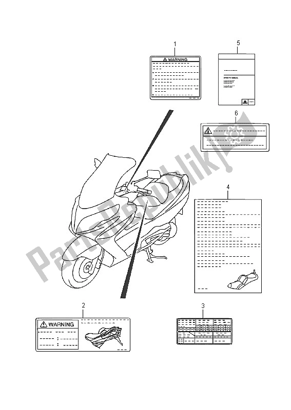 Todas las partes para Etiqueta (an400a) de Suzuki Burgman AN 400 ZZA 2016