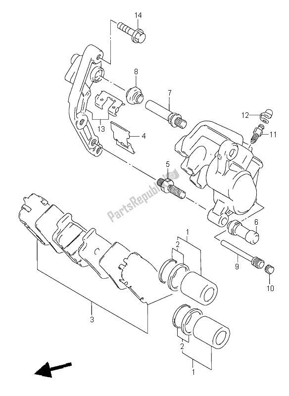 All parts for the Front Calipers of the Suzuki RF 600R 1997