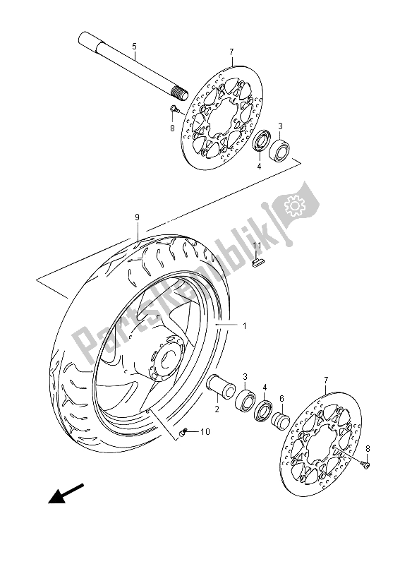 All parts for the Front Wheel (vzr1800 E19) of the Suzuki VZR 1800 NZR M Intruder 2012