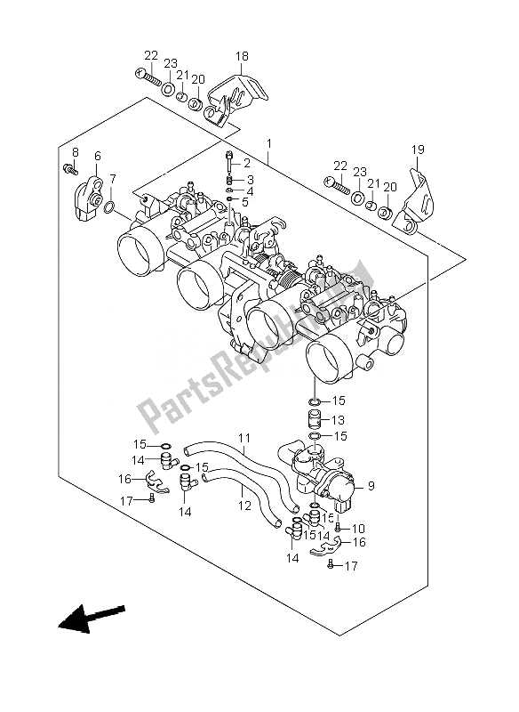 All parts for the Throttle Body of the Suzuki GSF 650 Nsnasa Bandit 2007