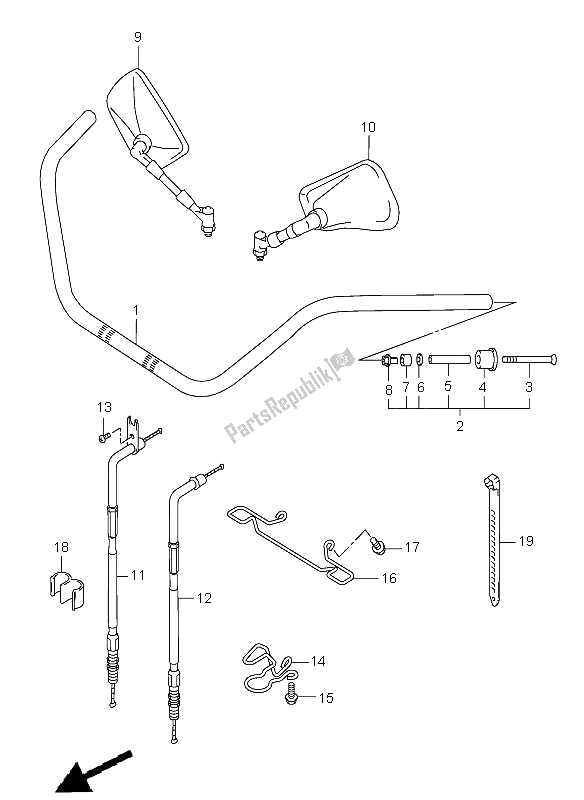 All parts for the Handlebar of the Suzuki VL 1500 Intruder LC 2005
