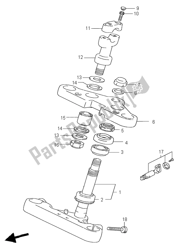 All parts for the Steering Stem of the Suzuki VS 800 Intruder 1996