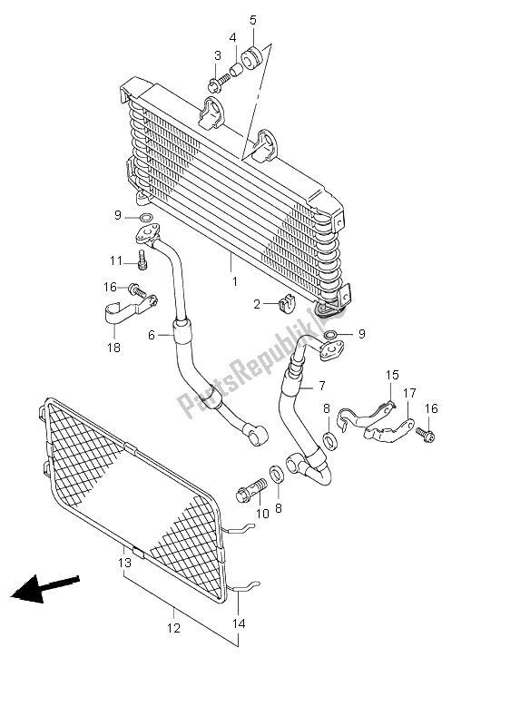 Tutte le parti per il Radiatore Dell'olio del Suzuki GSF 1200 NS Bandit 2003