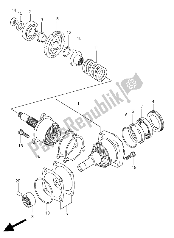 All parts for the Secondary Drive Gear of the Suzuki VL 800 Volusia 2002