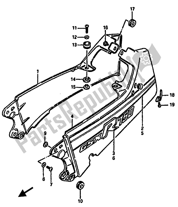 Alle onderdelen voor de Stoel Staart Cover van de Suzuki GSX R 750X 1987