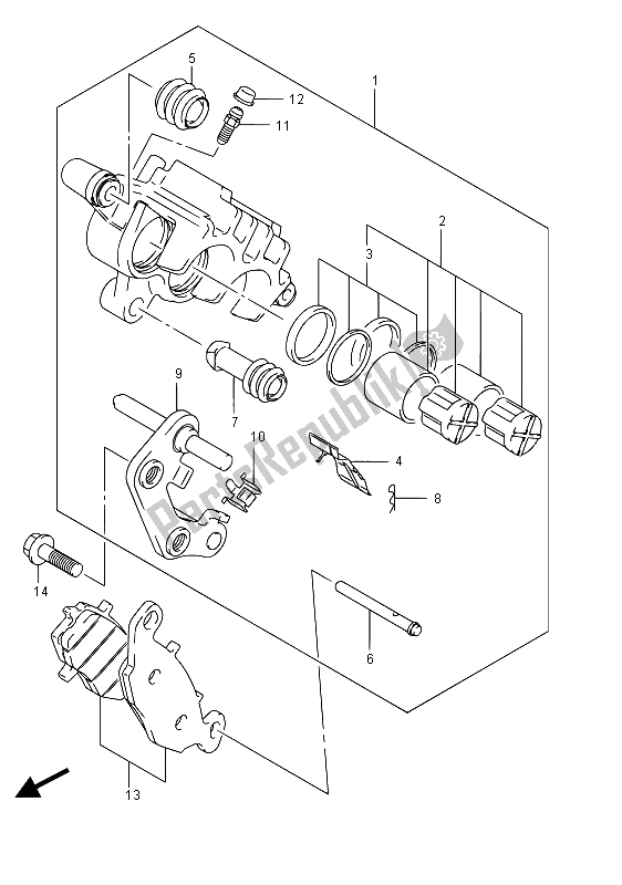 All parts for the Front Caliper of the Suzuki VZ 800 Intruder 2015