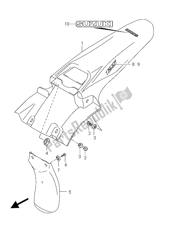 All parts for the Rear Fender (sw-e33) of the Suzuki DR Z 125 SW LW 2012