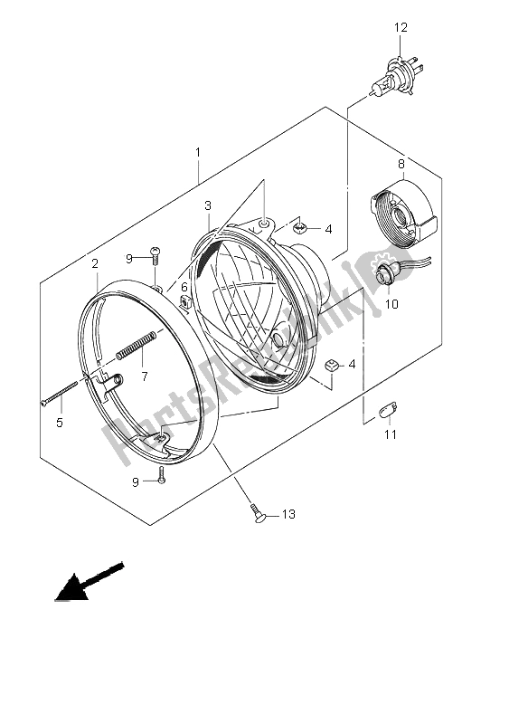 Tutte le parti per il Fanale Anteriore (e2-e19) del Suzuki GSX 1400 2003
