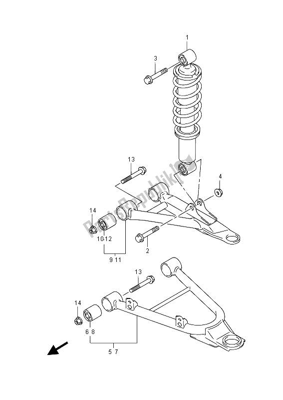 All parts for the Suspension Arm (lt-a400fz) of the Suzuki LT A 400 FZ Kingquad ASI 4X4 2015