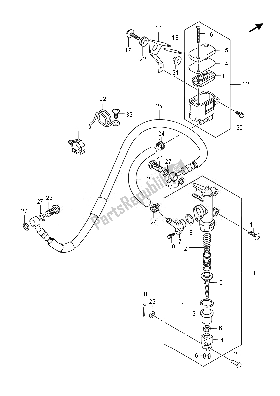 All parts for the Rear Master Cylinder (gsr750) of the Suzuki GSR 750A 2014