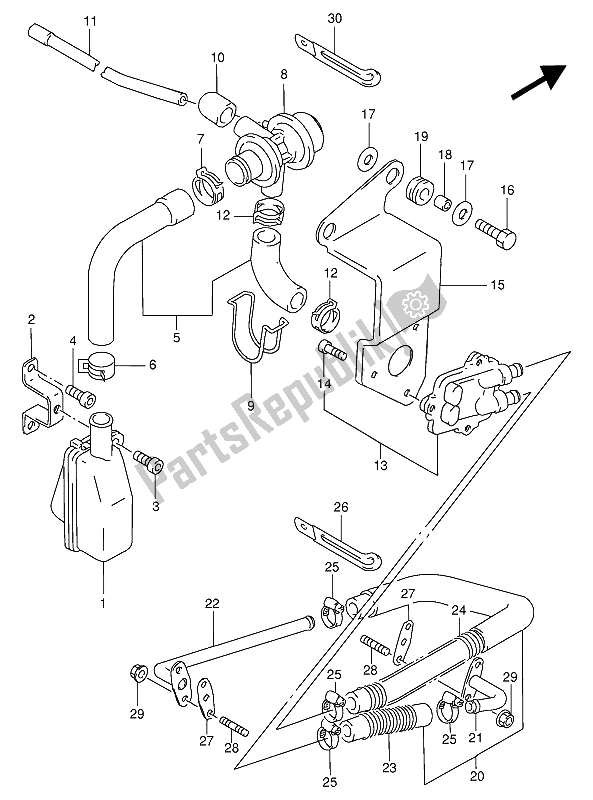 All parts for the Second Air (e18-e39 F. No. Vs52a-100508 ) of the Suzuki VS 800 GL Intruder 1993