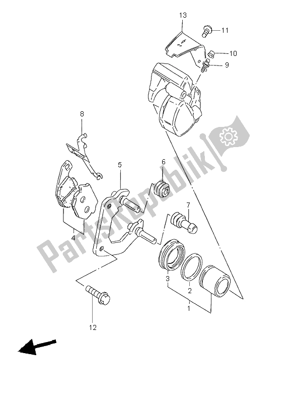 All parts for the Front Caliper of the Suzuki GN 125E 1996