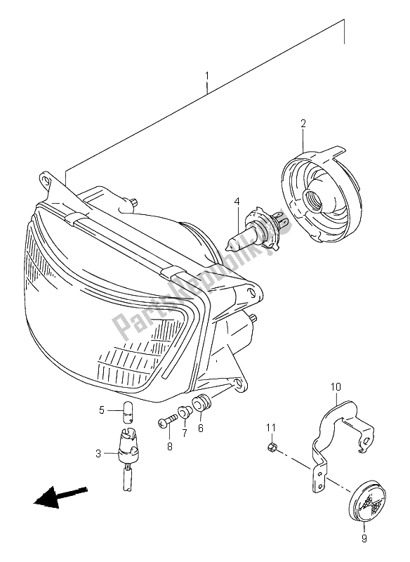 All parts for the Headlamp of the Suzuki RF 900R 1996