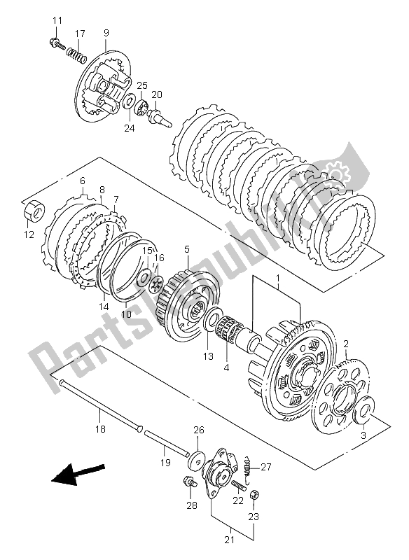 Toutes les pièces pour le Embrayage du Suzuki GSX 750 1998