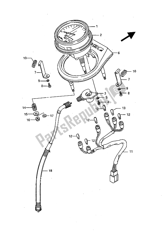 All parts for the Speedometer of the Suzuki LS 650P Savage 1990