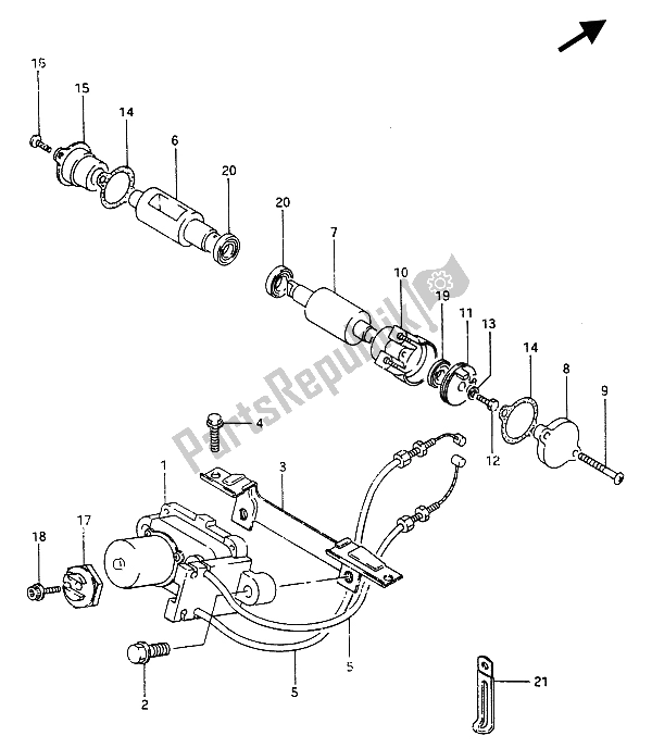 All parts for the Exhaust Valve of the Suzuki RG 250 Cffc Gamma 1987