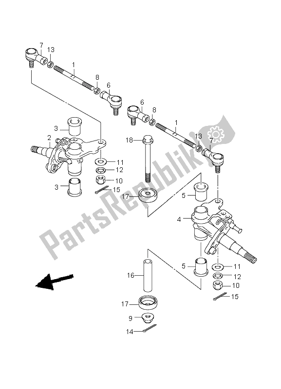 All parts for the Knuckle Arm of the Suzuki LT Z 50 4T Quadsport 2009