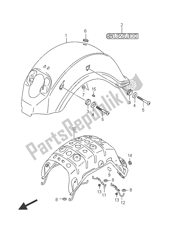 Tutte le parti per il Parafango Posteriore (vl800 E24) del Suzuki C 800 VL Intruder 2011