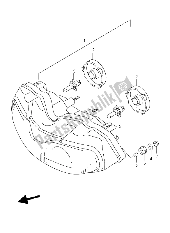 All parts for the Headlamp (e24) of the Suzuki TL 1000R 2000